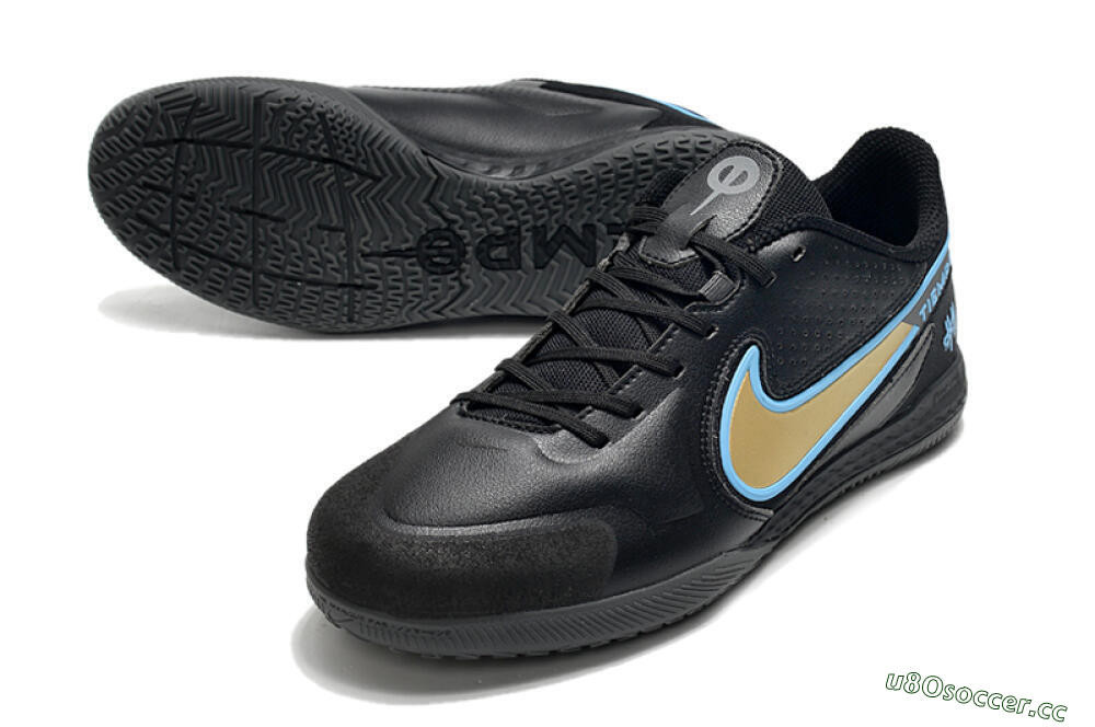 Men's Nike React Tiempo Legend 9 Pro IC Indoor & Futsal Low-Tops Football Shoes - Black/Gold/Blue 3