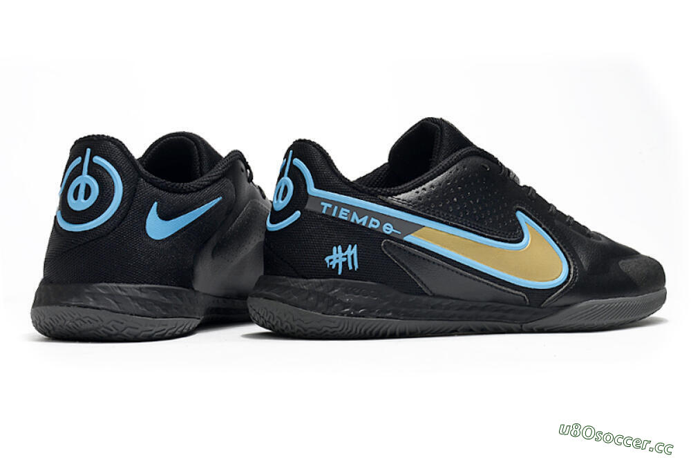 Men's Nike React Tiempo Legend 9 Pro IC Indoor & Futsal Low-Tops Football Shoes - Black/Gold/Blue 6
