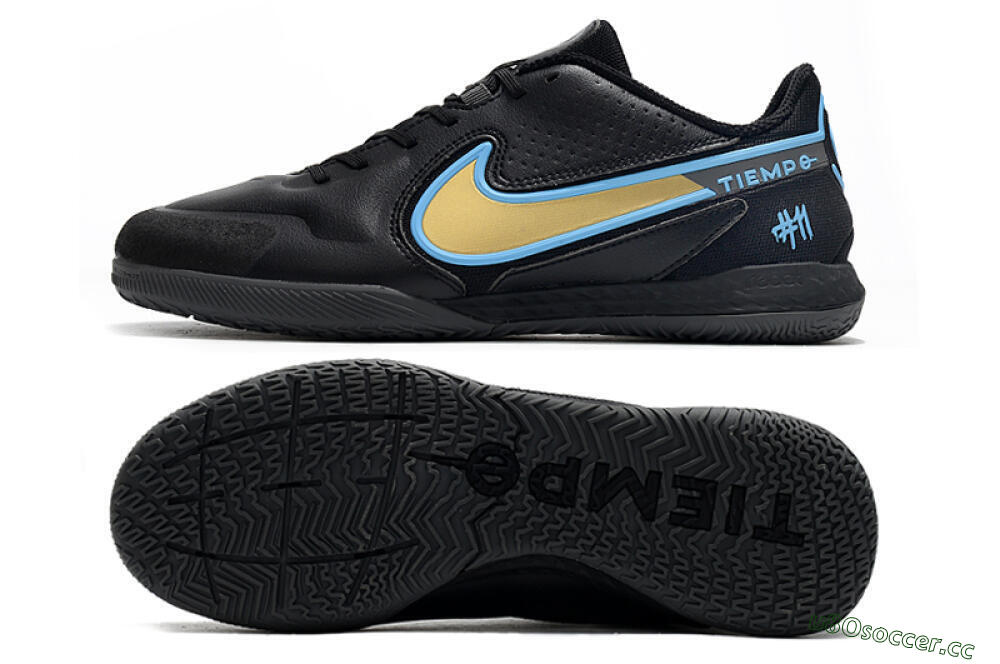 Men's Nike React Tiempo Legend 9 Pro IC Indoor & Futsal Low-Tops Football Shoes - Black/Gold/Blue 1