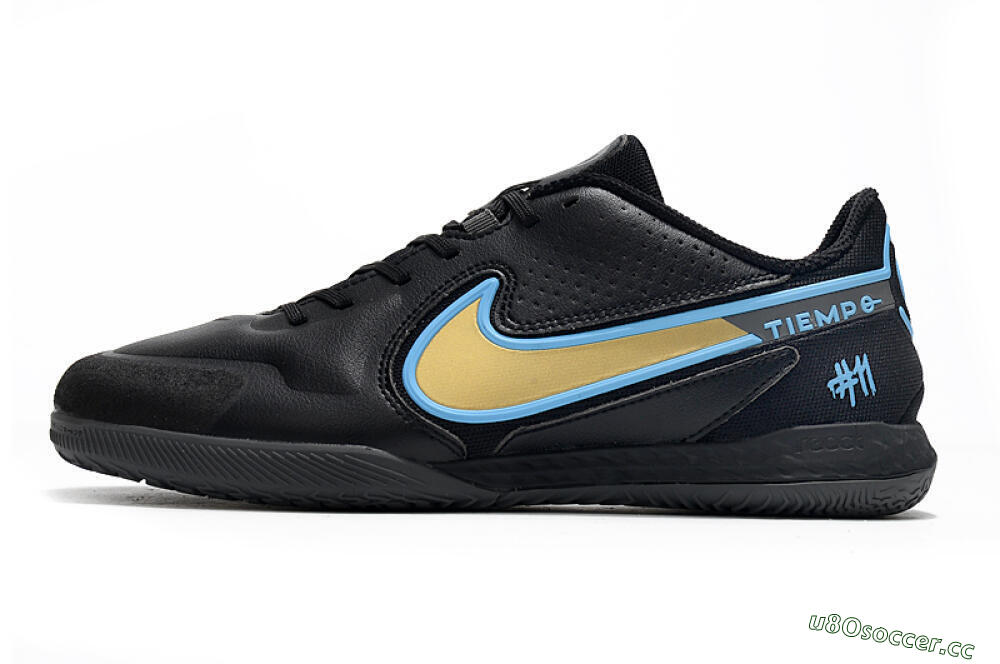 Men's Nike React Tiempo Legend 9 Pro IC Indoor & Futsal Low-Tops Football Shoes - Black/Gold/Blue 0