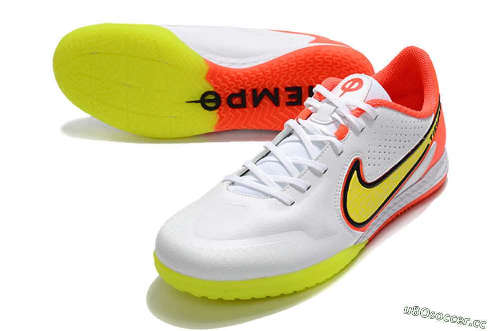 Men's Nike React Tiempo Legend 9 Pro IC Indoor & Futsal Low-Tops Football Shoes - White/Yellow/Red 3