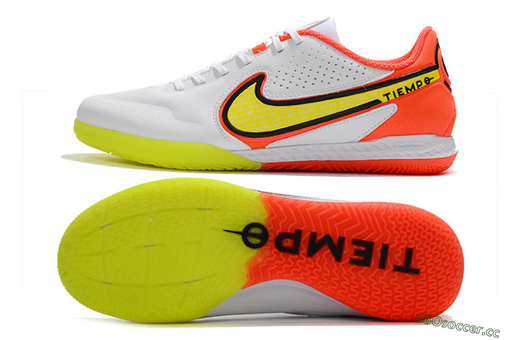 Men's Nike React Tiempo Legend 9 Pro IC Indoor & Futsal Low-Tops Football Shoes - White/Yellow/Red 1