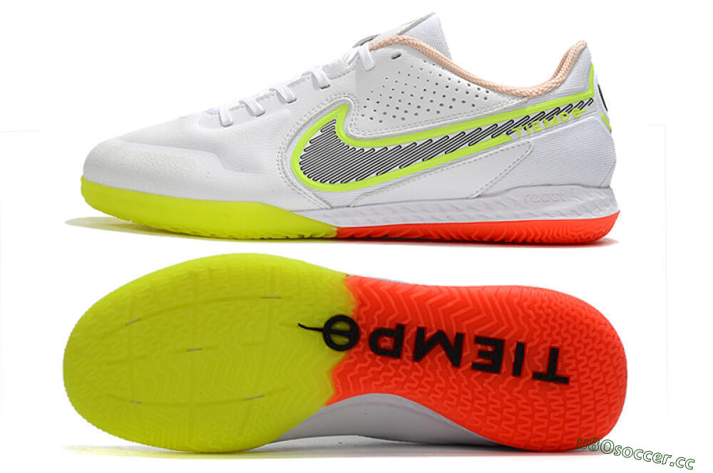 Men's Nike React Tiempo Legend 9 Pro IC Indoor & Futsal Low-Tops Football Shoes - White/Black/Yellow/Red 1