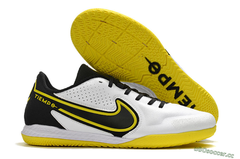 Men's Nike React Tiempo Legend 9 Pro IC Indoor & Futsal Low-Tops Football Shoes - White/Yellow/Black 2