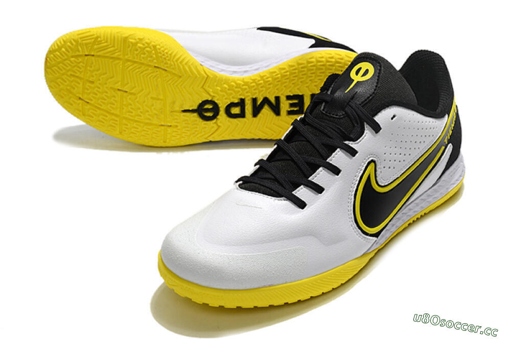 Men's Nike React Tiempo Legend 9 Pro IC Indoor & Futsal Low-Tops Football Shoes - White/Yellow/Black 3