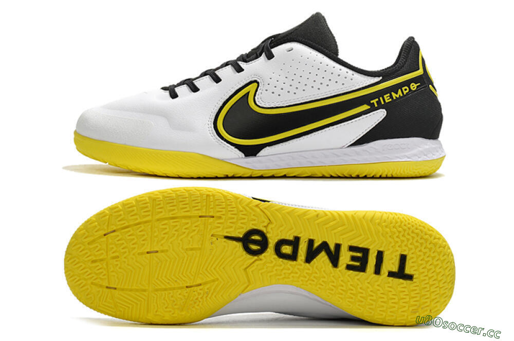 Men's Nike React Tiempo Legend 9 Pro IC Indoor & Futsal Low-Tops Football Shoes - White/Yellow/Black 1