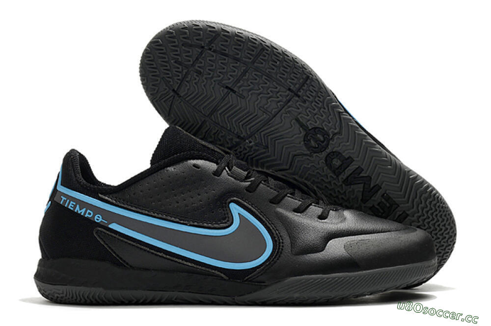 Men's Nike React Tiempo Legend 9 Pro IC Indoor & Futsal Low-Tops Football Shoes - Black/Blue 2