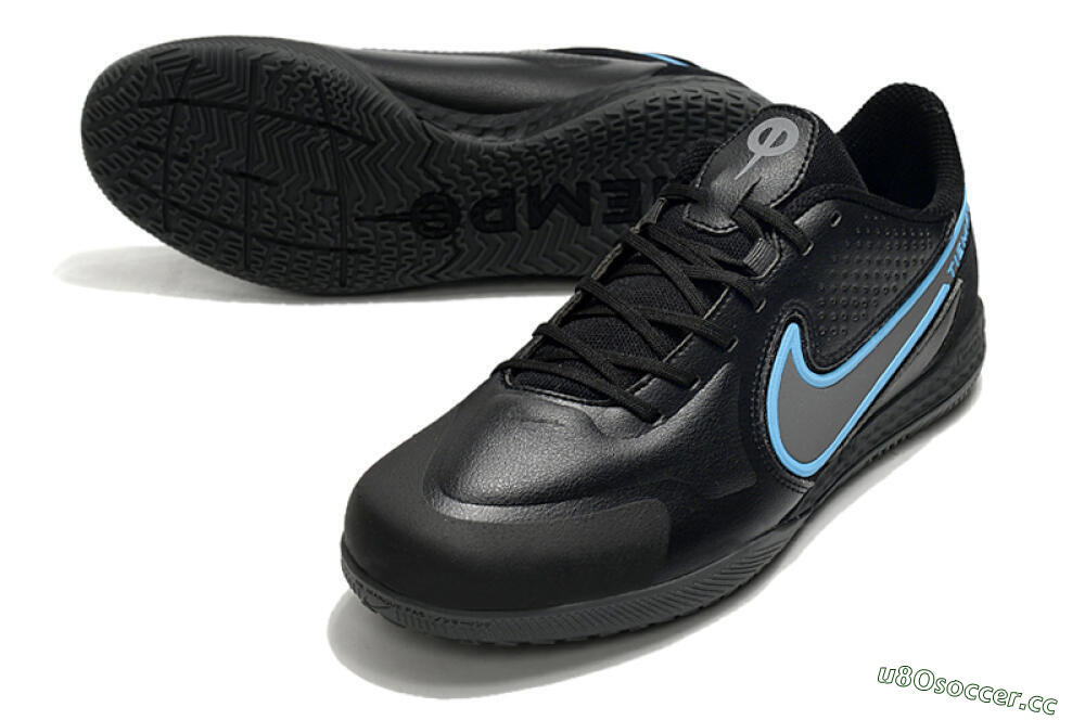 Men's Nike React Tiempo Legend 9 Pro IC Indoor & Futsal Low-Tops Football Shoes - Black/Blue 3