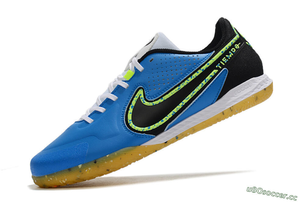 Men's Nike React Tiempo Legend 9 Pro IC Indoor & Futsal Low-Tops Football Shoes - Blue/Yellow/Black 5