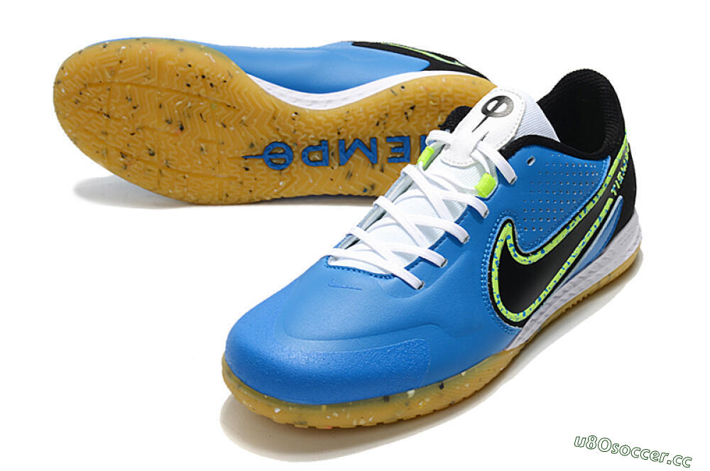 Men's Nike React Tiempo Legend 9 Pro IC Indoor & Futsal Low-Tops Football Shoes - Blue/Yellow/Black 3