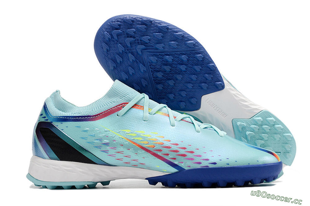 Men's Adidas X Speedportal.3 TF Artificial Turf Low-Tops Football Shoes - Jade/Red/Yellow/Blue 2