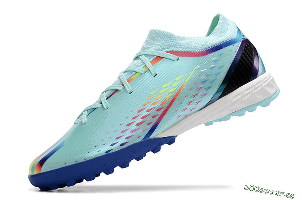 Men's Adidas X Speedportal.3 TF Artificial Turf Low-Tops Football Shoes - Jade/Red/Yellow/Blue 5