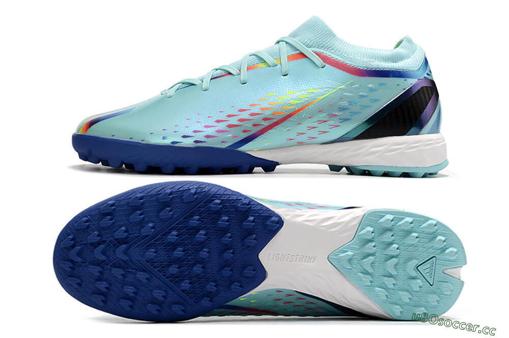 Men's Adidas X Speedportal.3 TF Artificial Turf Low-Tops Football Shoes - Jade/Red/Yellow/Blue 1
