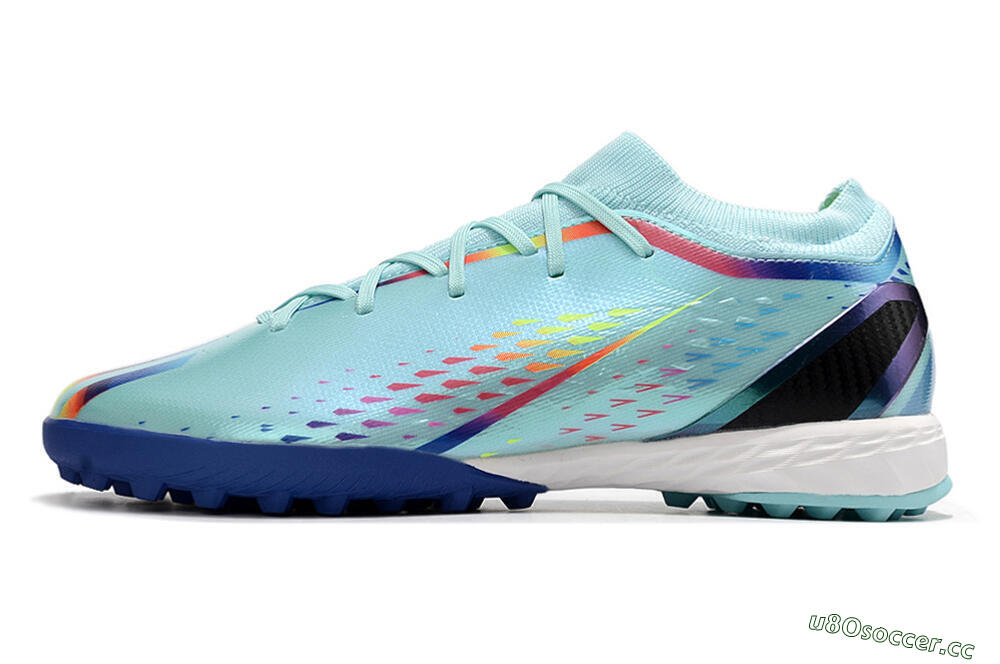 Men's Adidas X Speedportal.3 TF Artificial Turf Low-Tops Football Shoes - Jade/Red/Yellow/Blue 0