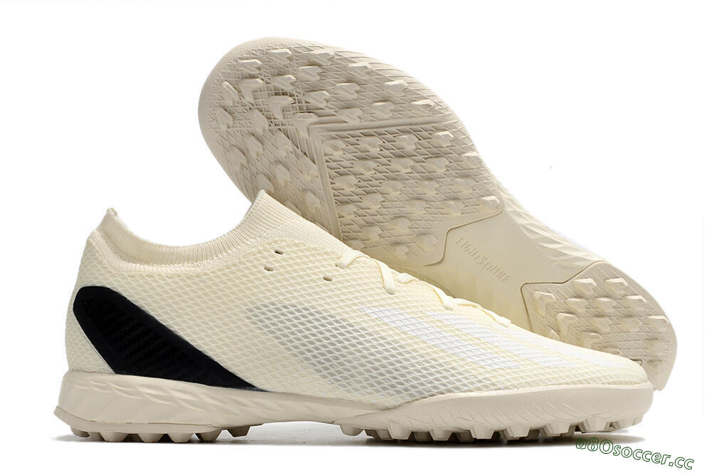 Men's Adidas X Speedportal.3 TF Artificial Turf Low-Tops Football Shoes - Beige/White/Black 2