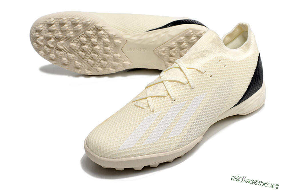 Men's Adidas X Speedportal.3 TF Artificial Turf Low-Tops Football Shoes - Beige/White/Black 3