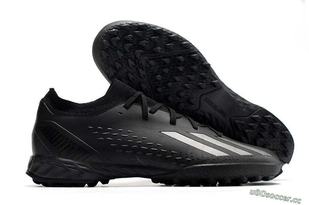 Men's Adidas X Speedportal.3 TF Artificial Turf Low-Tops Football Shoes - Black/Silver 2