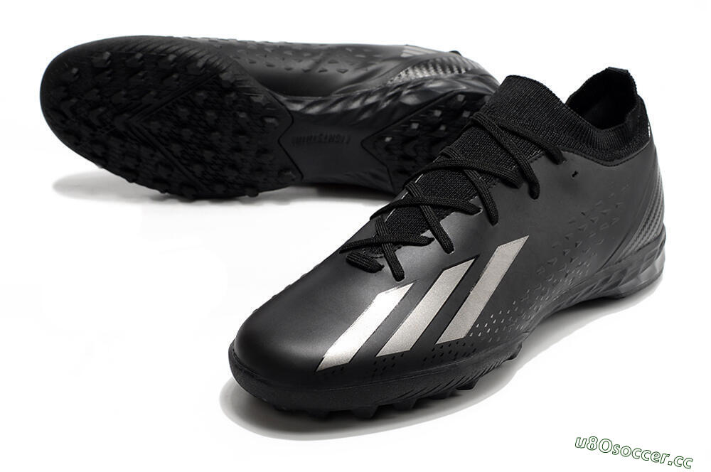 Men's Adidas X Speedportal.3 TF Artificial Turf Low-Tops Football Shoes - Black/Silver 3