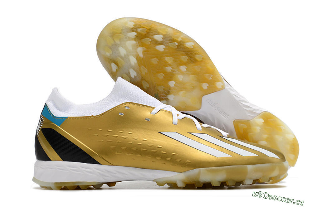 Men's Adidas X Speedportal.3 TF Artificial Turf Low-Tops Football Shoes - Gold/White/Black 2