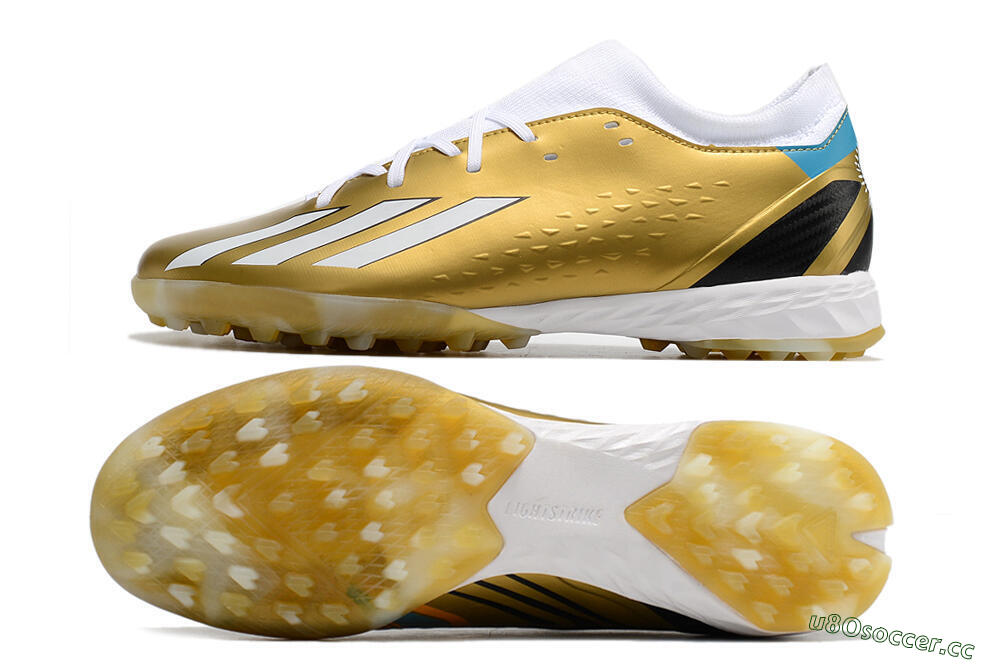 Men's Adidas X Speedportal.3 TF Artificial Turf Low-Tops Football Shoes - Gold/White/Black 1