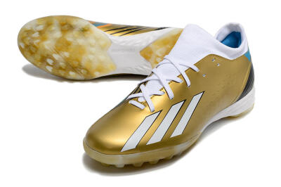 Men's Adidas X Speedportal.3 TF Artificial Turf Low-Tops Football Shoes - Gold/White/Black
