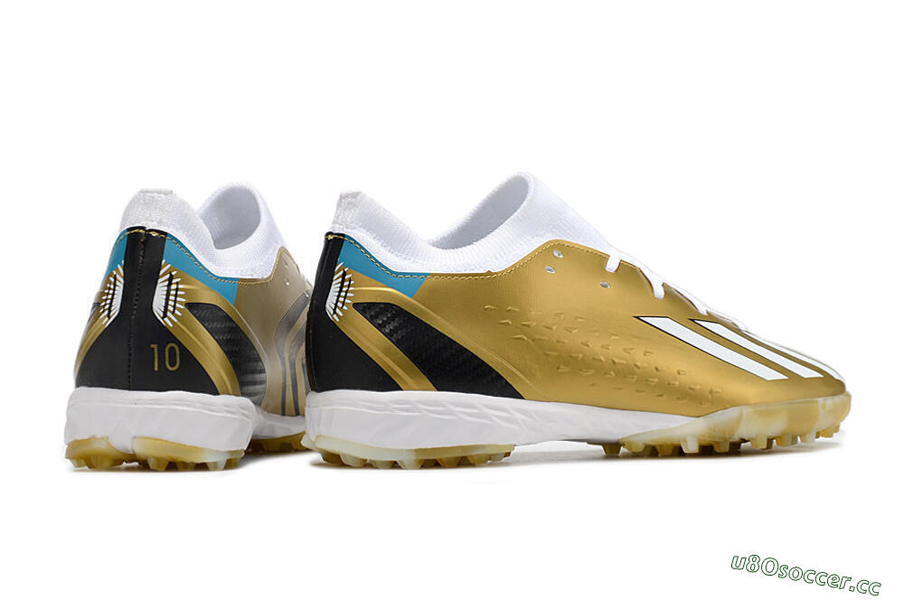 Men's Adidas X Speedportal.3 TF Artificial Turf Low-Tops Football Shoes - Gold/White/Black 6
