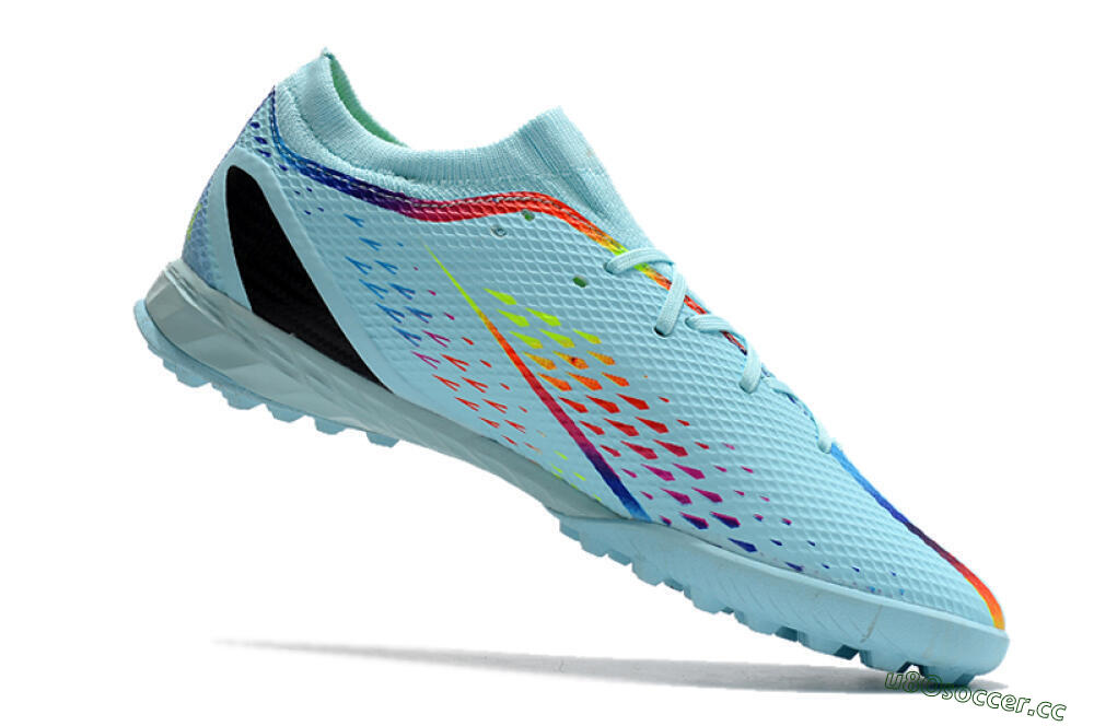 Men's Adidas X Speedportal.3 TF Artificial Turf Low-Tops Football Shoes - Jade/Red/Yellow/Blue 4
