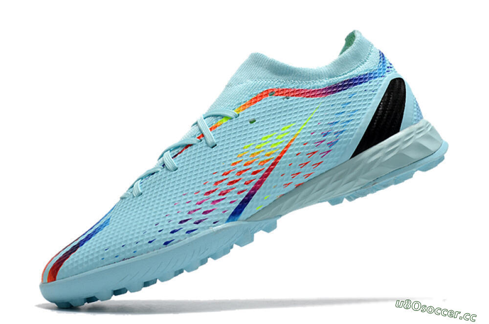 Men's Adidas X Speedportal.3 TF Artificial Turf Low-Tops Football Shoes - Jade/Red/Yellow/Blue 5