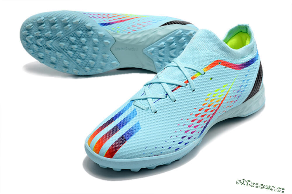 Men's Adidas X Speedportal.3 TF Artificial Turf Low-Tops Football Shoes - Jade/Red/Yellow/Blue 3
