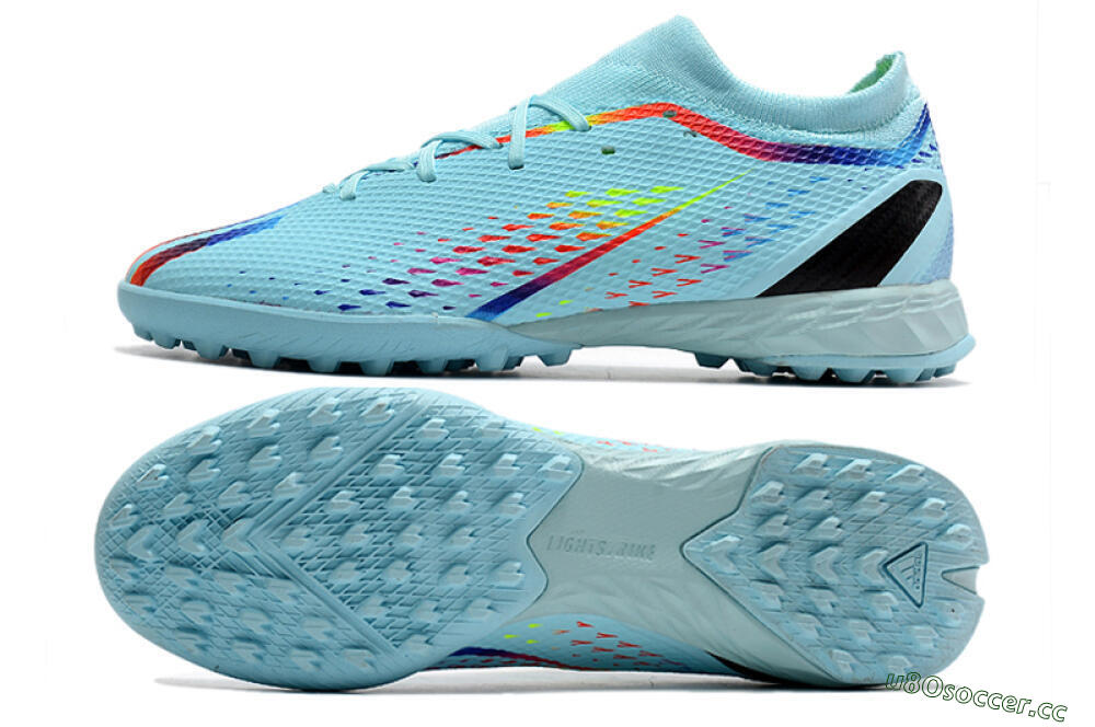 Men's Adidas X Speedportal.3 TF Artificial Turf Low-Tops Football Shoes - Jade/Red/Yellow/Blue 1