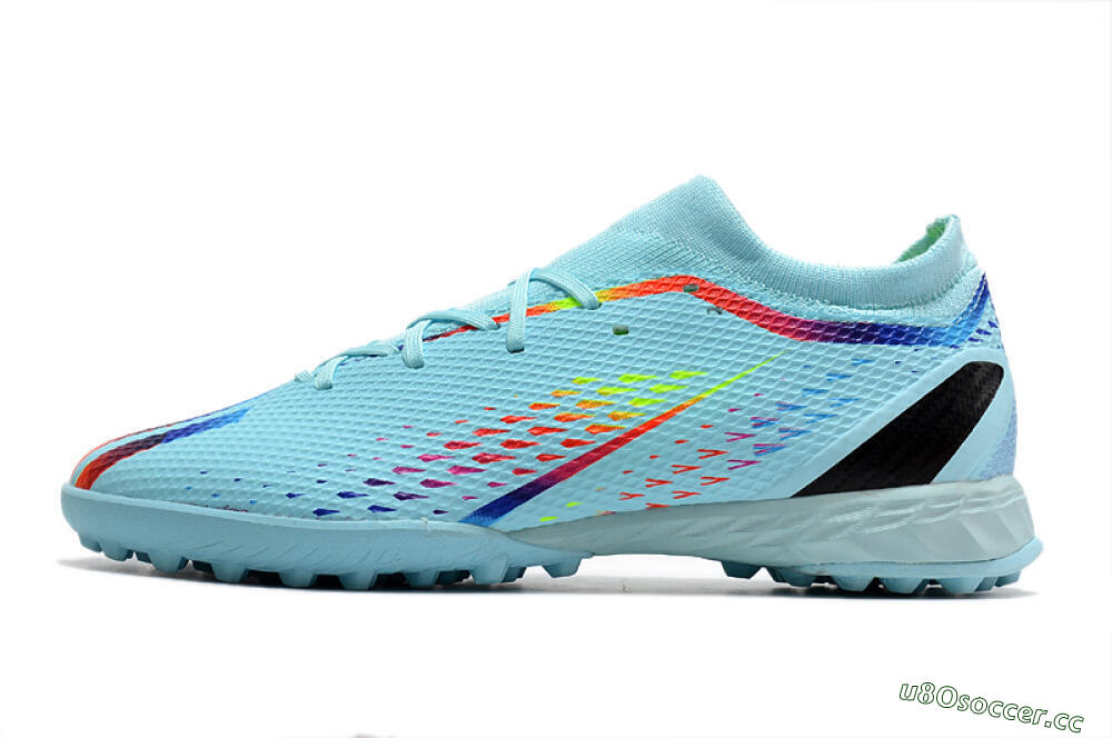 Men's Adidas X Speedportal.3 TF Artificial Turf Low-Tops Football Shoes - Jade/Red/Yellow/Blue 0