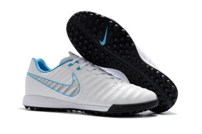 Men's Nike Tiempox Ligera IV TF Artificial Turf Low-Tops Football Shoes - White/Silver/Blue