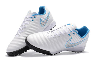 Men's Nike Tiempox Ligera IV TF Artificial Turf Low-Tops Football Shoes - White/Silver/Blue