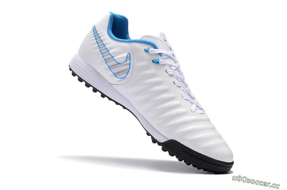 Men's Nike Tiempox Ligera IV TF Artificial Turf Low-Tops Football Shoes - White/Silver/Blue 7