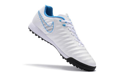 Men's Nike Tiempox Ligera IV TF Artificial Turf Low-Tops Football Shoes - White/Silver/Blue