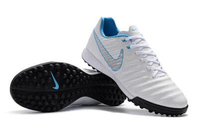 Men's Nike Tiempox Ligera IV TF Artificial Turf Low-Tops Football Shoes - White/Silver/Blue