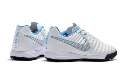 Men's Nike Tiempox Ligera IV TF Artificial Turf Low-Tops Football Shoes - White/Silver/Blue