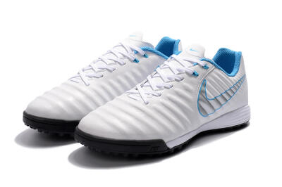 Men's Nike Tiempox Ligera IV TF Artificial Turf Low-Tops Football Shoes - White/Silver/Blue