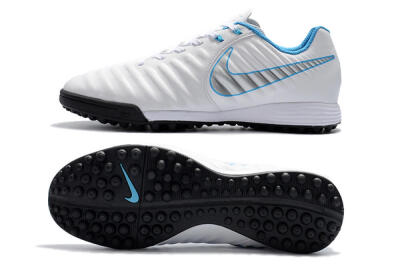 Men's Nike Tiempox Ligera IV TF Artificial Turf Low-Tops Football Shoes - White/Silver/Blue