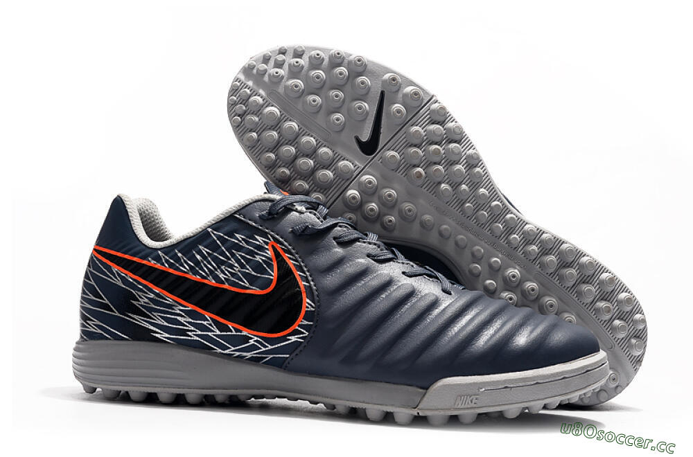 Men's Nike Tiempox Ligera IV TF Artificial Turf Low-Tops Football Shoes - Grey/Red/Black 2