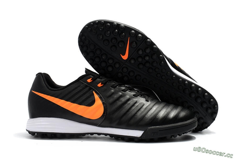 Men's Nike Tiempox Ligera IV TF Artificial Turf Low-Tops Football Shoes - Black/Orange/White 2