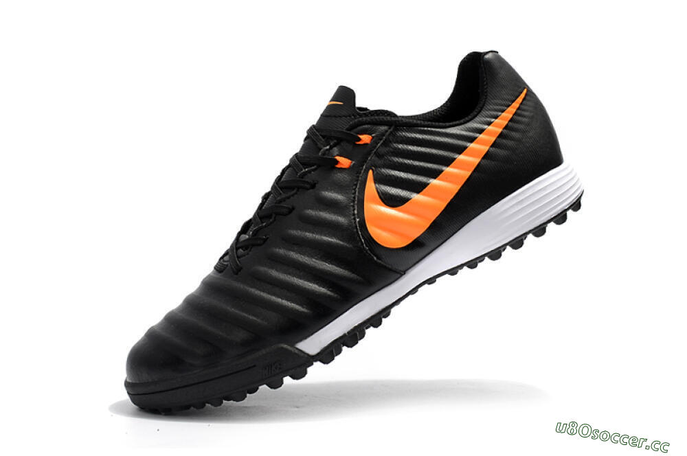 Men's Nike Tiempox Ligera IV TF Artificial Turf Low-Tops Football Shoes - Black/Orange/White 8