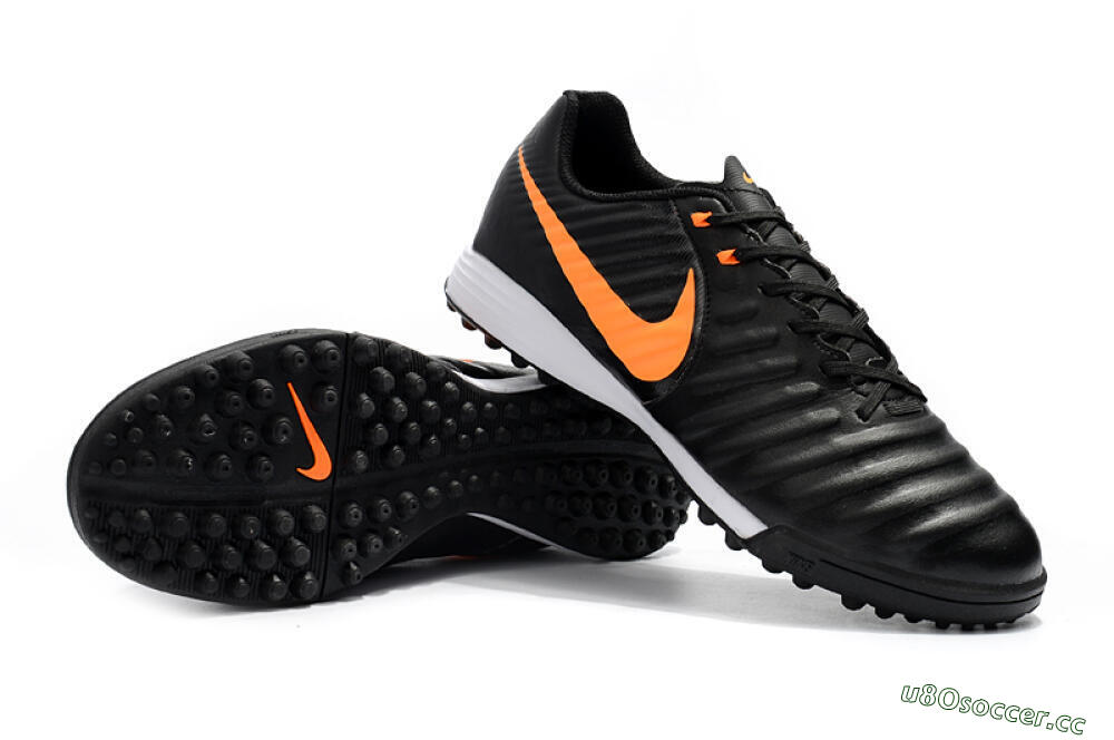 Men's Nike Tiempox Ligera IV TF Artificial Turf Low-Tops Football Shoes - Black/Orange/White 4