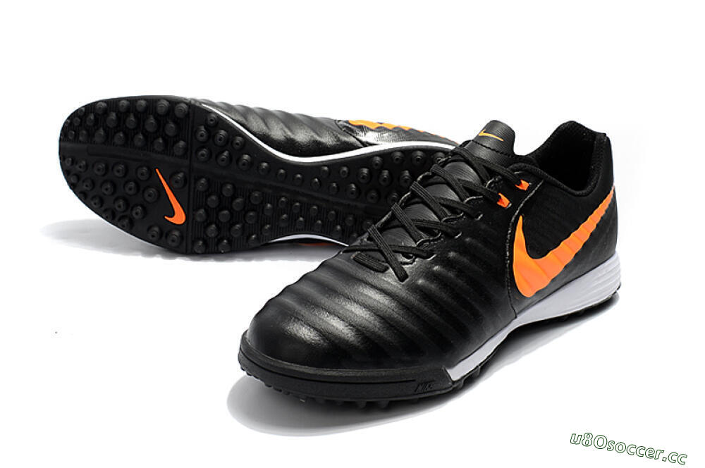 Men's Nike Tiempox Ligera IV TF Artificial Turf Low-Tops Football Shoes - Black/Orange/White 3