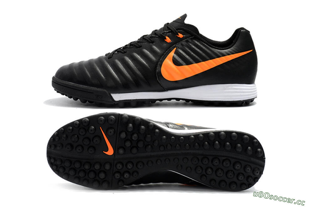 Men's Nike Tiempox Ligera IV TF Artificial Turf Low-Tops Football Shoes - Black/Orange/White 1