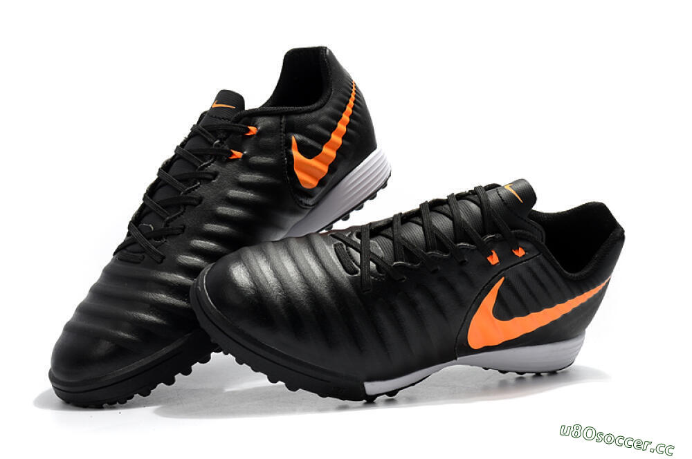 Men's Nike Tiempox Ligera IV TF Artificial Turf Low-Tops Football Shoes - Black/Orange/White 6