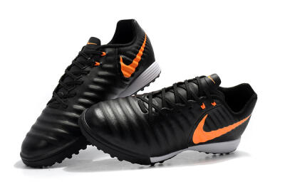 Men's Nike Tiempox Ligera IV TF Artificial Turf Low-Tops Football Shoes - Black/Orange/White