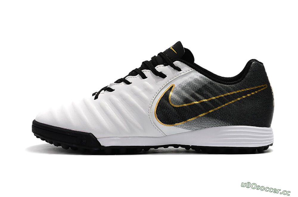 Men's Nike Tiempox Ligera IV TF Artificial Turf Low-Tops Football Shoes - White/Gold/Black 0