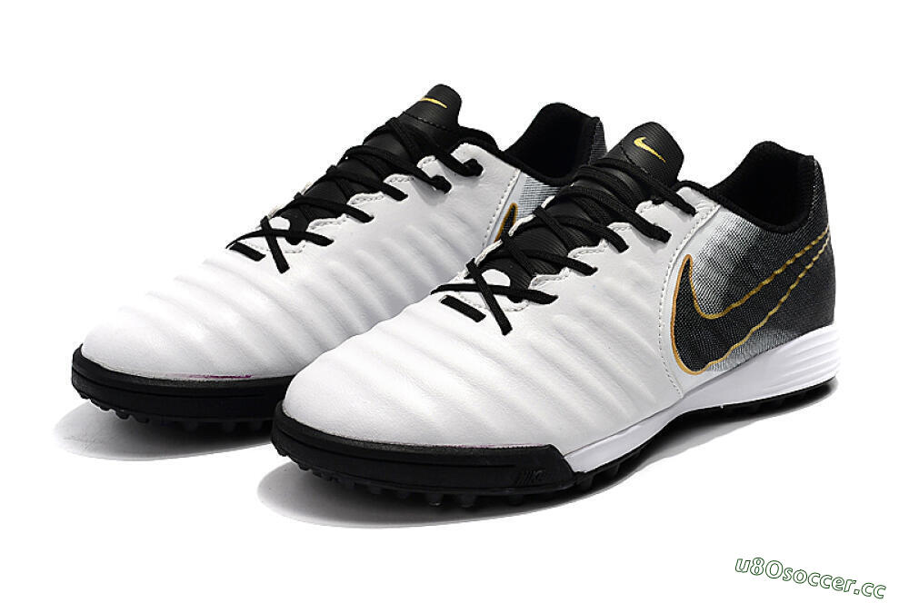 Men's Nike Tiempox Ligera IV TF Artificial Turf Low-Tops Football Shoes - White/Gold/Black 5