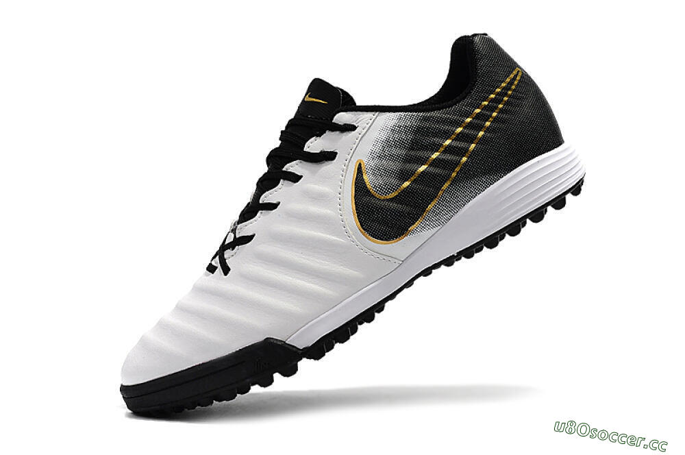 Men's Nike Tiempox Ligera IV TF Artificial Turf Low-Tops Football Shoes - White/Gold/Black 8